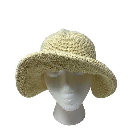 Wooden Ships Crochet Bucket Hat Cream Cotton Boho Beach Handmade